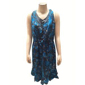 Converse One Star Womens Blue Floral Sleeveless Dress M Polyester